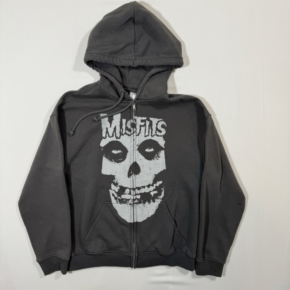 Misfits Band Hoodie Crimson Ghost Full‎ Zip Gray H&M XS Punk Grunge Streetwear